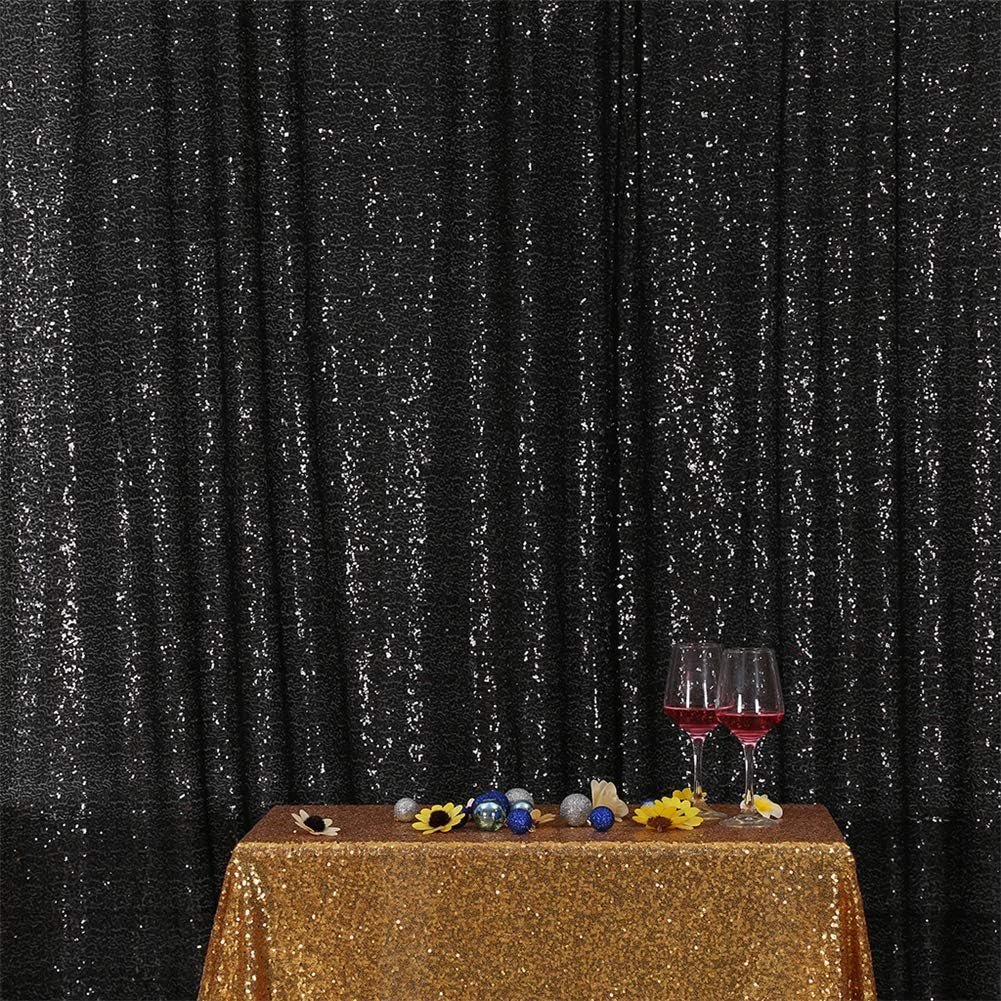 Eternal Beauty Black Sequin Backdrop, 7x7 Ft Halloween Glitter Background Curtains for Shimmer Photography Party Wedding Birthday Back Drop Decor
