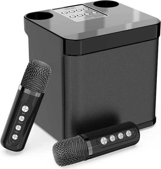 Karaoke Machine for Adults and Kids, FULLIFE Portable Bluetooth PA Speaker System with 2 UHF Wireless Microphones, Karaoke Speaker with Echo, Supports TF/USB, AUX in, for Home Party, Meeting
