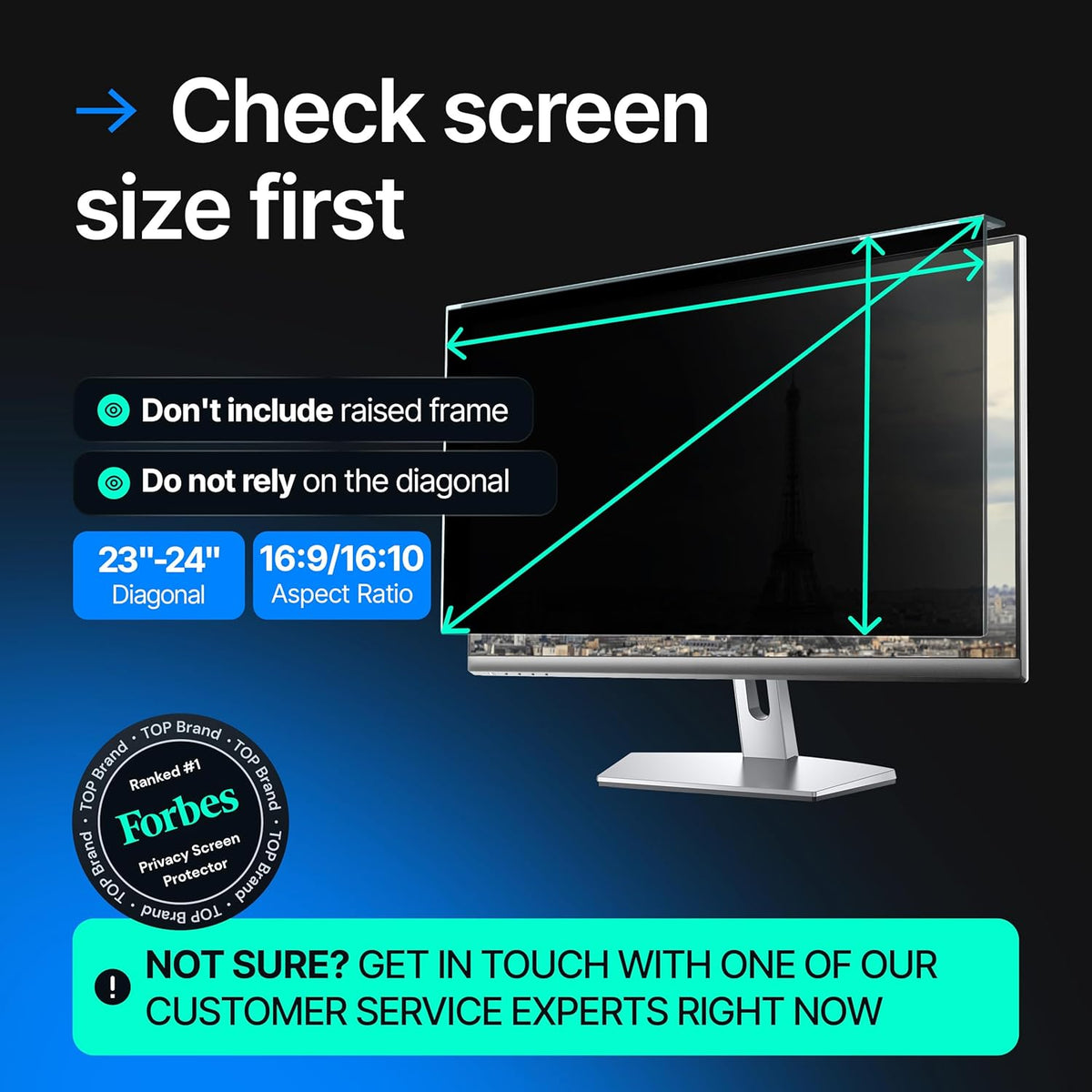 Universal Acrylic 23, 23.6, 23.8, 24 Inch Computer Privacy Screen Filter for Widescreen Computer Monitors - 21.2" x 13.4" (541 x 342 mm) - Monitor Frame Hanging Type