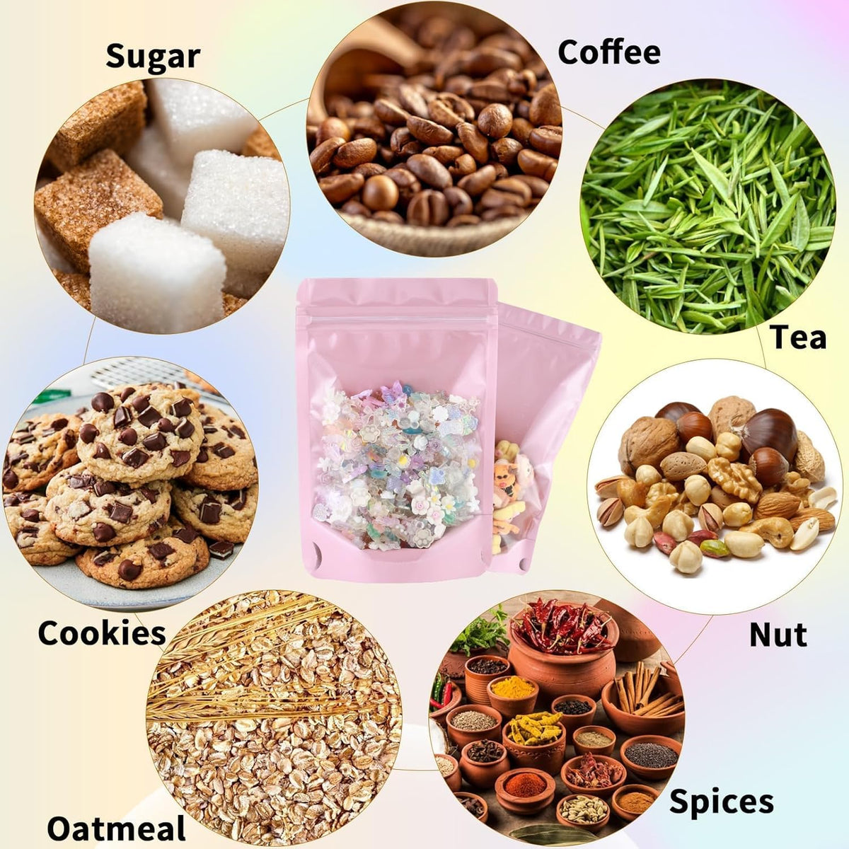 150 Pcs 4x6 Mylar Bags for Food Storage Mylar Bags with Window Stand Up Pouches Small Resealable Smell Proof Bags Freeze Dried Candy Packaging Bulk