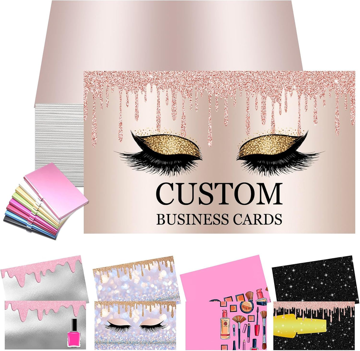 Custom Nails Make Up Business Cards Customizable with Logo Photo Personalized Business Card Customize for Small Business Customized Waterproof Double Sided Cards 100 200 500 1000