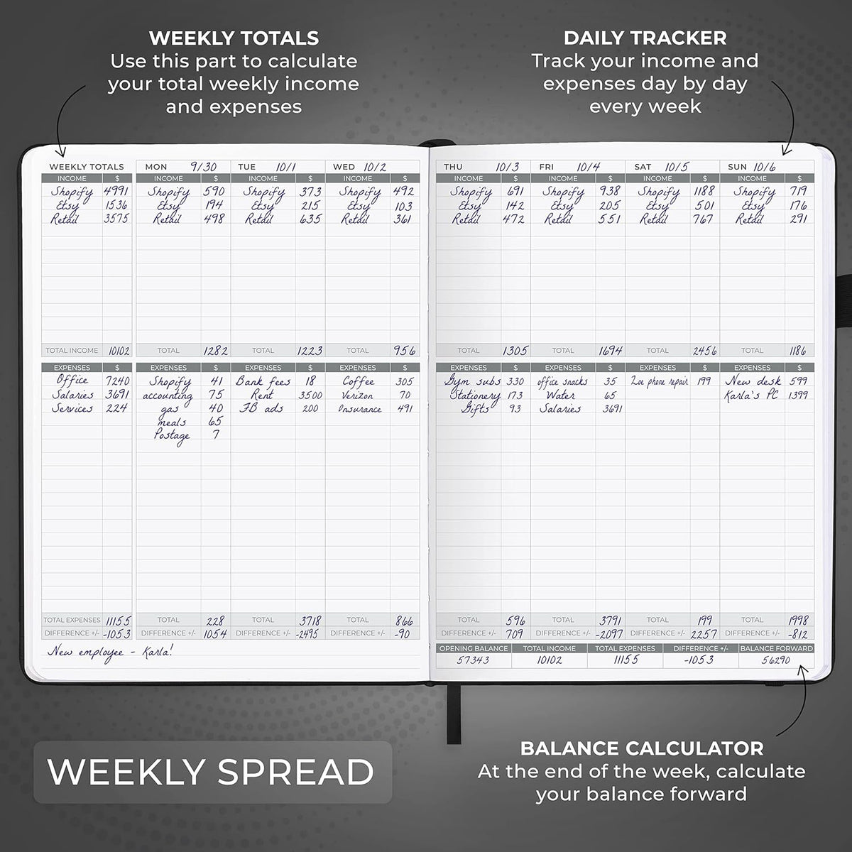 Clever Fox Income & Expense Tracker Large – Accounting & Bookkeeping Ledger Book for Small Business – 2-Year Record Notebook, A4 (Black)