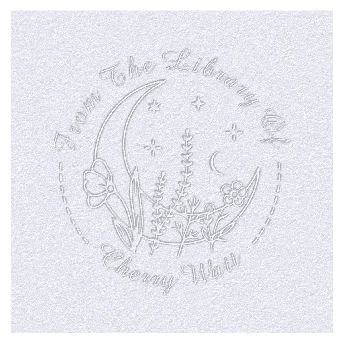 Customized Book Embosser Color Moon Plants Stamp with Your Name or Design Flower Personalized Library Embosser Stamp Custom Books Business Cards Paper Documents Notebooks etc. (Moon-01)