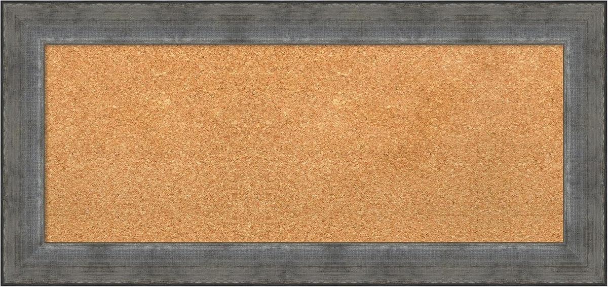 Amanti Art Natural Cork Board for Wall, 16x34 Vision Board with Silver Wood Frame, Medium Corkboard Office Decor for Home Organization, Casual Corkboard Pinboard to Display Items for Home