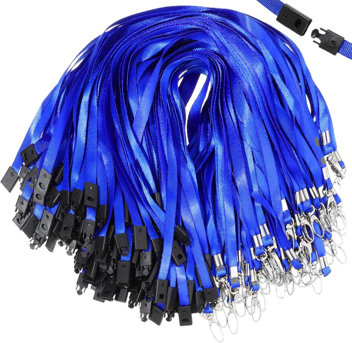 Harloon 150 Pcs Lanyards Breakaway Bulk Neck Flat Lanyard with Detachable Buckle and Clip Swivel Hooks for Badge Holder