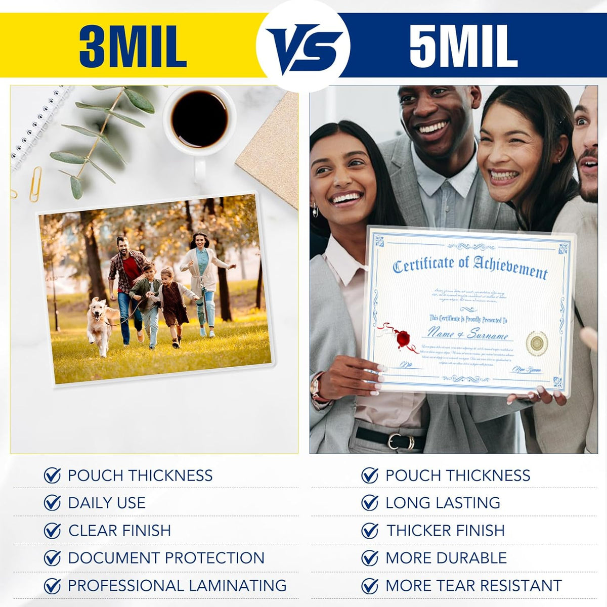 150 Pack 5 Mil Laminating Sheets, 9x11.5 Inches Thermal Laminating Pouches, for Laminator, Letter Size, Ultra Clear, Thick, Hold 8.5x11 Inches, Office School Supplies