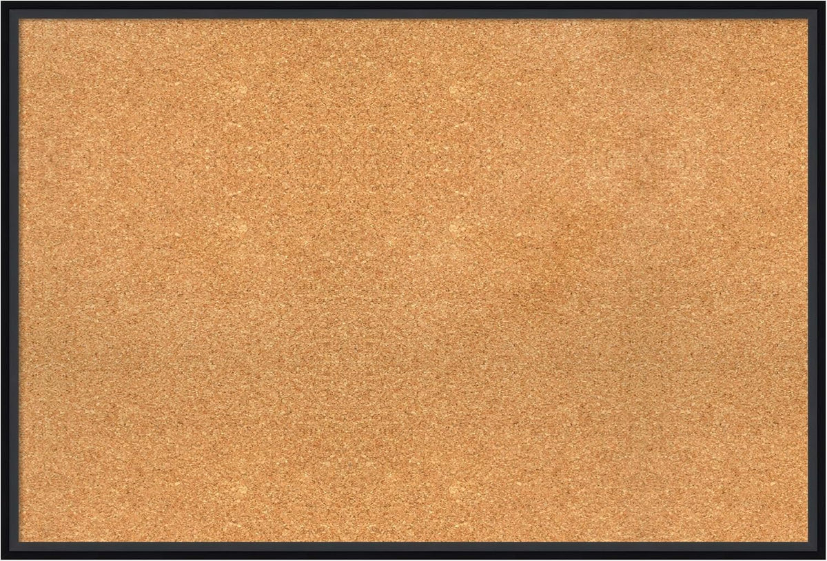 Amanti Art Natural Cork Board for Wall, 25x37 Vision Board with Black Wood Frame, Large Corkboard Office Decor for Home Organization, Modern Contemporary Corkboard Pinboard to display items for home