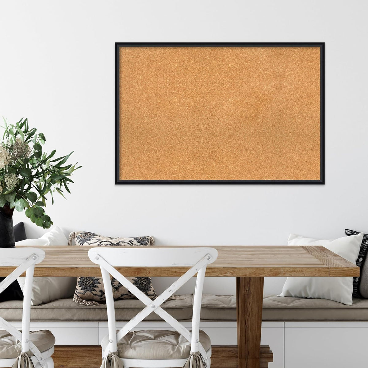Amanti Art Natural Cork Board for Wall, 25x37 Vision Board with Black Wood Frame, Large Corkboard Office Decor for Home Organization, Modern Contemporary Corkboard Pinboard to display items for home