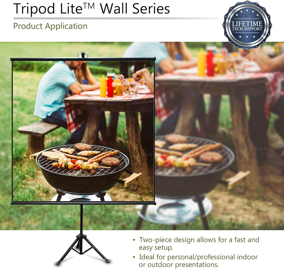 Elite Screens Tripod Lite Wall Series, 2in1 Portable Projector Screen Dual Tripod Stand/Wall Mount Indoor/Outdoor 50-INCH, 1:1 w/Carrying Bag, US Based Company 2-Year Warranty - T50SW, Black