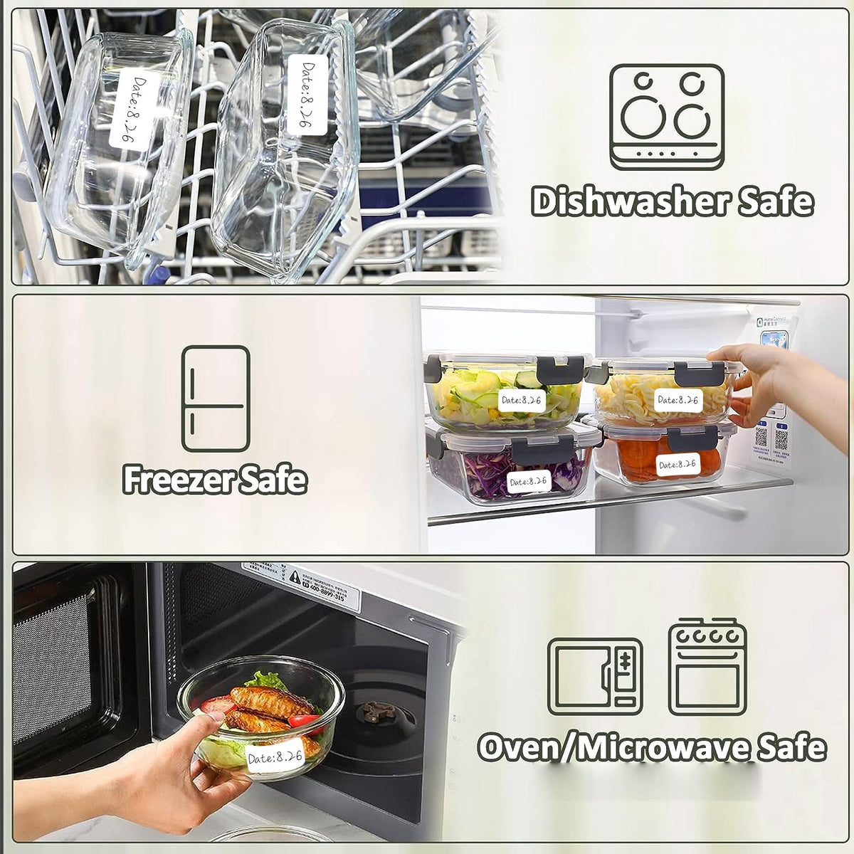 1000 Pcs Blank Removable Freezer Labels Water Oil Resistant for Food Containers Jars Pantry Organization (Each Measures 1” x 2”)