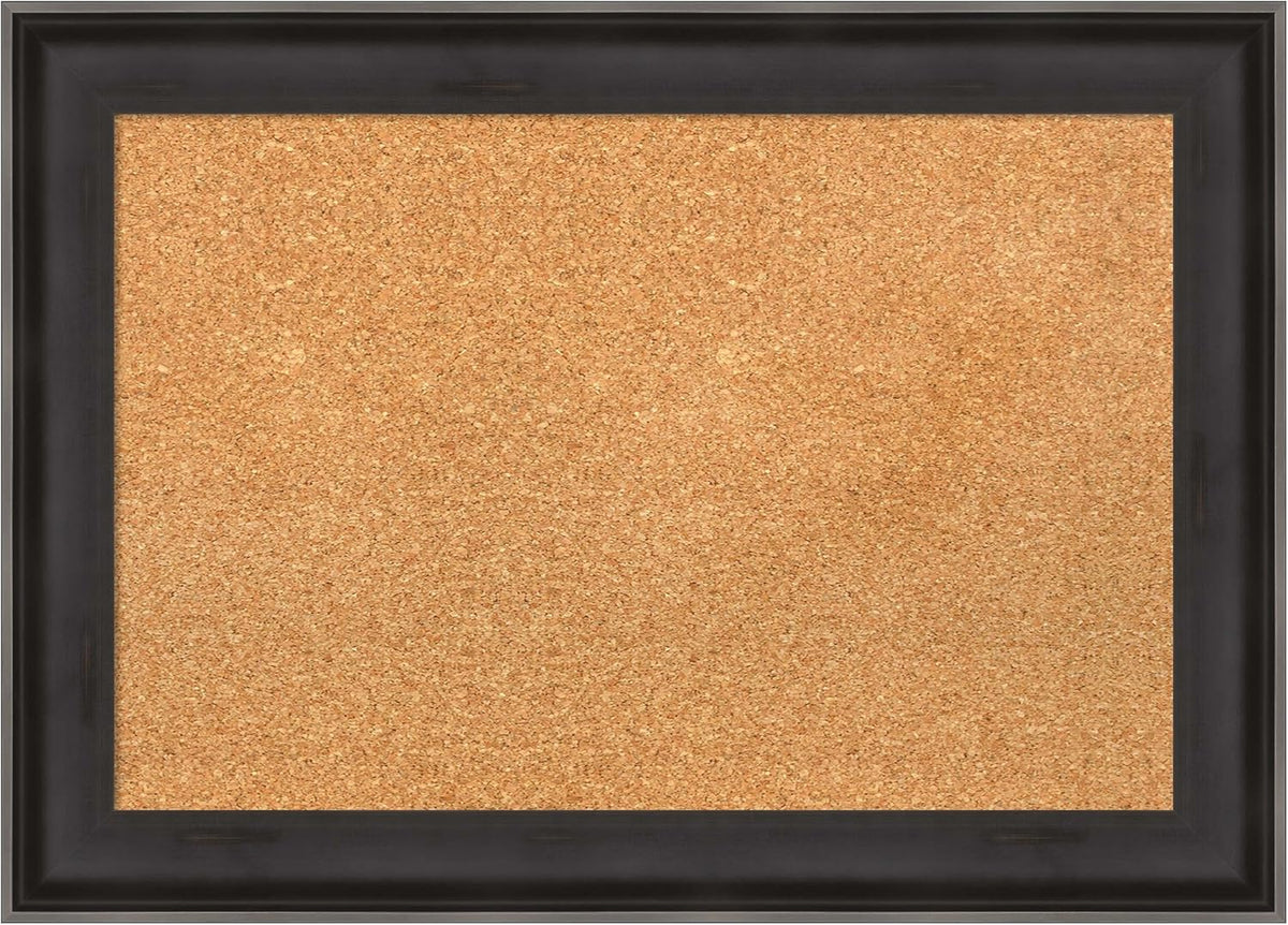 Amanti Art Natural Cork Board for Wall, 20x28 Vision Board with Black Wood Frame, Medium Corkboard Office Decor for Home Organization, Casual Corkboard Pinboard to Display Items for Home Organization
