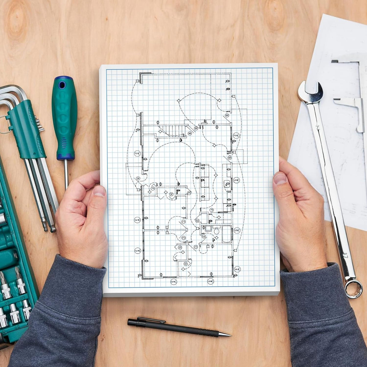 Graph Paper Pad for Blueprint Drawings, Drafting, Engineering Drawing, and Planning - Graph Paper 11x17 Blueprint Quadrille Grid Paper Pads with Blue Lines, High Brightness 50 Sheets (1-Pack)