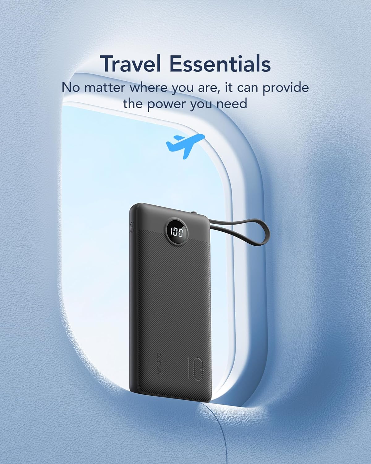 VRURC Portable Charger with Built in Cables, Slim Power Bank 10000mAh, USB C Battery Pack Travel Essential, 5 Outputs 2 Inputs Phone Charging Bank for iPhone 16 15 14 13,Samsung,Android-Black(1 Pack)