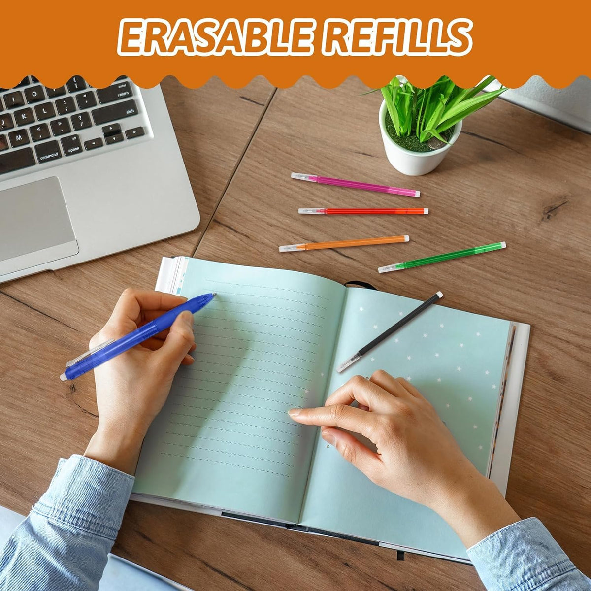 0.7 mm Erasable Gel Ink Pen Refills Compatible with Frixion Friction, Smooth Writing Multicolor Retractable Fine Point Pen Refill for School Office Home Art (8 Colors, 24)