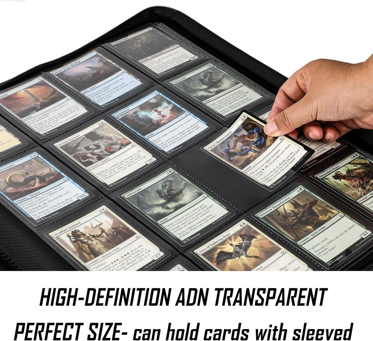 Premium-SV 1024 Pockets Card Binder,Label Design,16 Pocket Trading Card Zipper Binder, Ringless Side Loading Trading Card Album, Folder for TCG,MTG,Sports other Cards -White