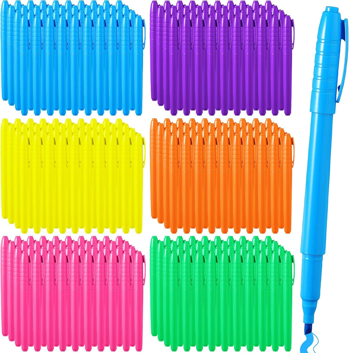 Seajan 300 Bulk Pack Highlighter Markers Chisel Tip Highlighter Pens Bright Colors Quick Drying Markers for Adults Highlighting in the Home Office(Multi Colors)