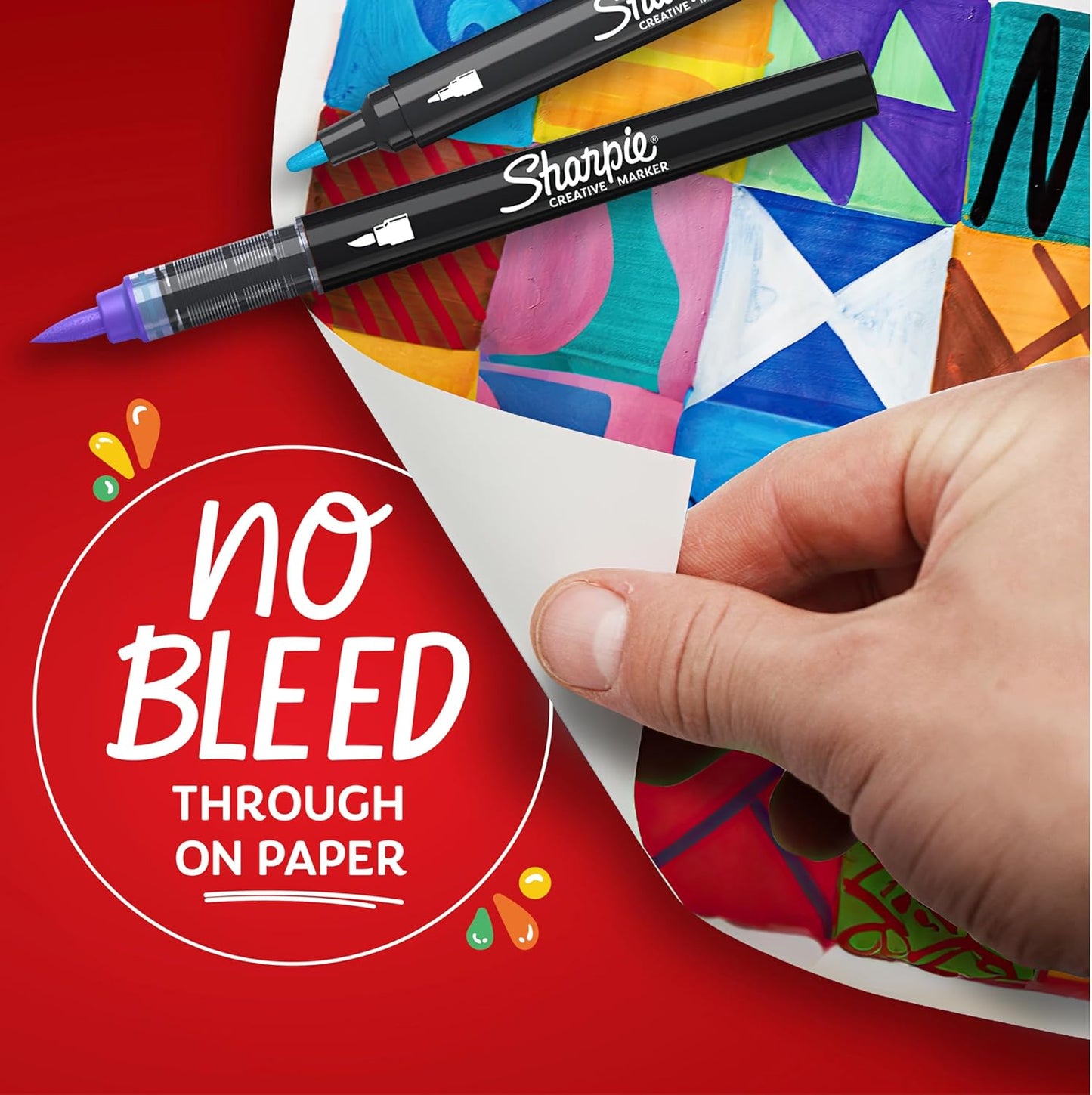 Sharpie Creative Markers, Water-Based Acrylic, Brush Tip, Assorted Colors, 12 Count – Arts & Crafts, Kids Activity, School Classroom; Works on Paper, Metal, Wood, Ceramic, Glass, Rock, Canvas