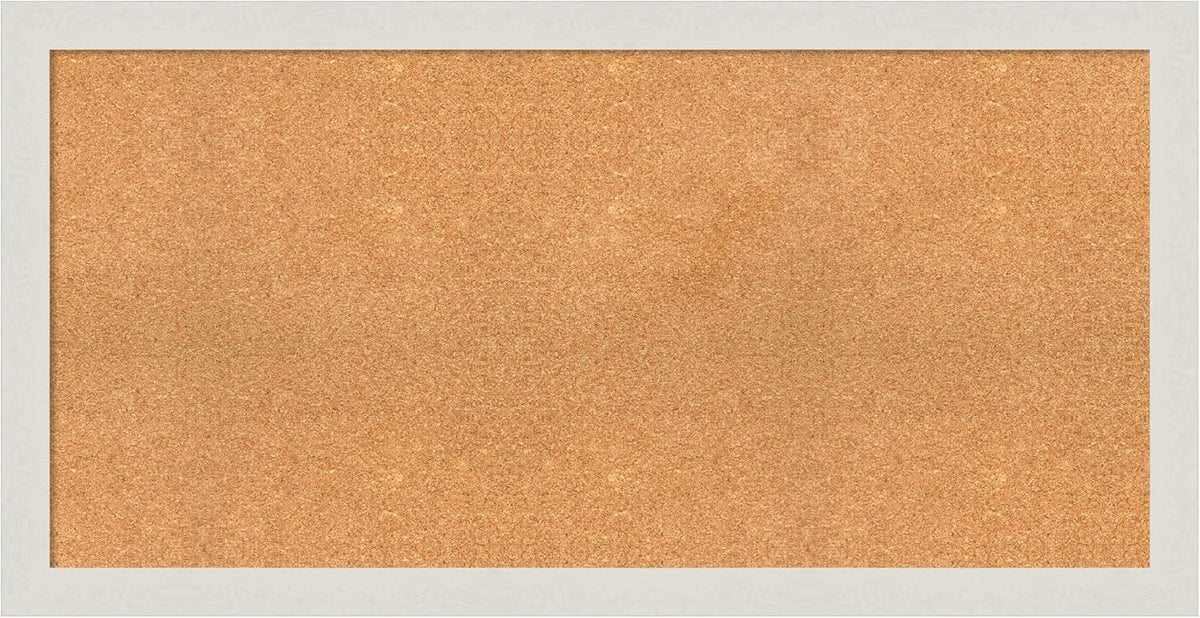 Amanti Art Natural Cork Board for Wall, 25x49 Vision Board with White Frame, Oversize Corkboard Office Decor for Home Organization, Country Rustic Corkboard Pinboard to Display Items for Home