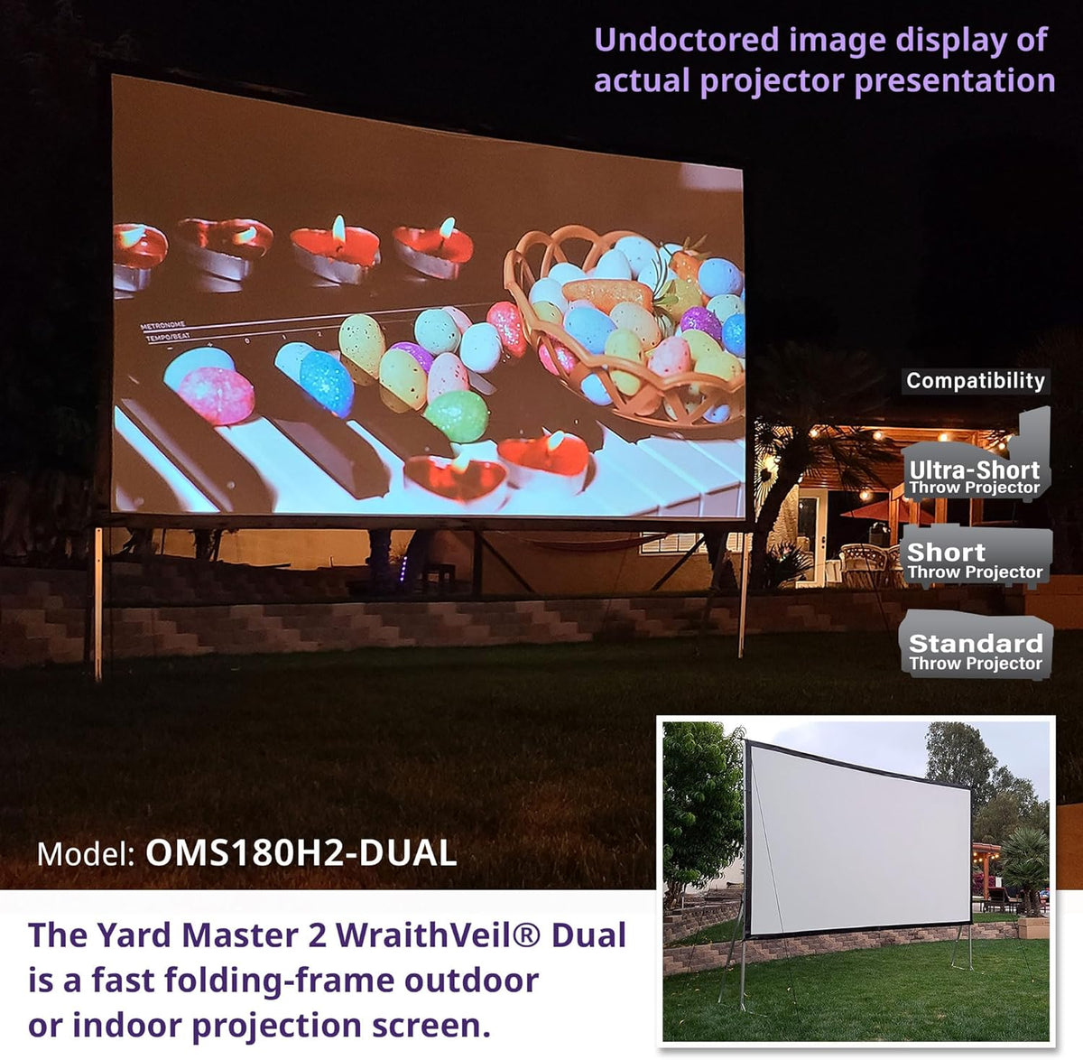Elite Screens 100-inch Wraith Veil DUAL, 16:9, 0.8 Gain, 150° Viewing Angle, Front & Rear Projection Screen, Yardmaster 2 OMS100H2-Dual