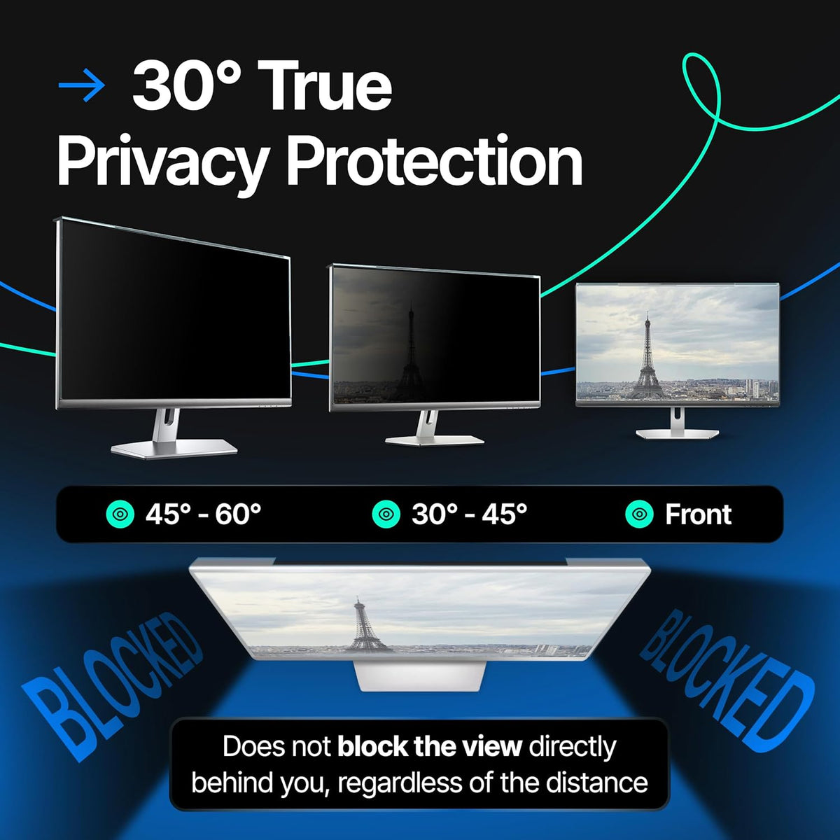 Universal Acrylic 23, 23.6, 23.8, 24 Inch Computer Privacy Screen Filter for Widescreen Computer Monitors - 21.2" x 13.4" (541 x 342 mm) - Monitor Frame Hanging Type