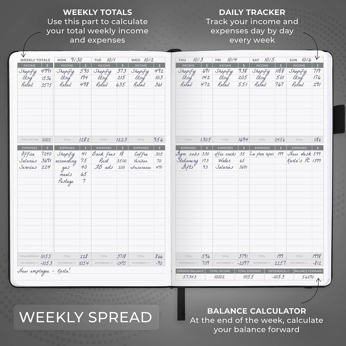 Clever Fox Income & Expense Tracker – Accounting & Bookkeeping Ledger Book for Small Business – 1-Year Record Notebook, A5 (Black)