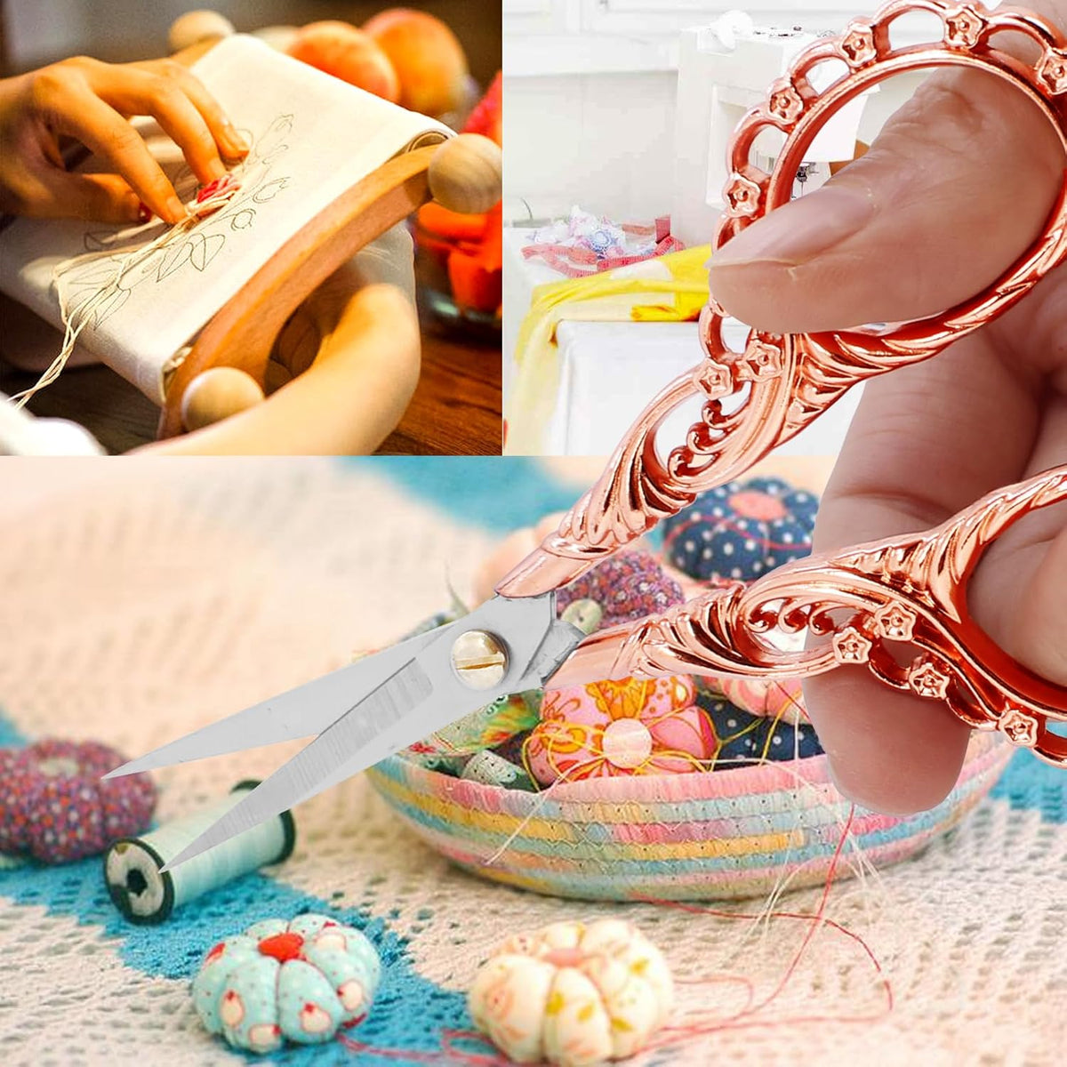 BIHRTC Little Embroidery Scissors 4.5Inch with Artificial Leather Cover Stainless Steel Sharp Straight Tip Scissors for Needlework Artwork Purpose Detail Thread Craft Household DIY Art Work