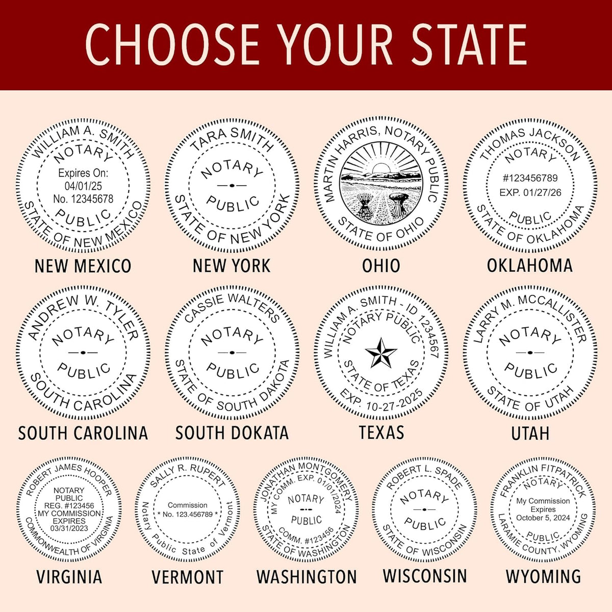 Custom Notary Embosser, Customizable for 37 Total States, Embossed Notary Seal | Great for Official Documents and Paperwork | Great Way to Certify Your Documents (South Dakota)