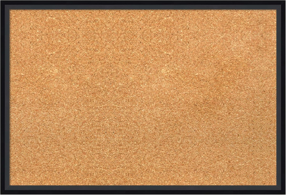 Amanti Art Natural Cork Board for Wall, 17x25 Vision Board with Black Wood Frame, Medium Corkboard Office Decor for Home Organization, Modern Contemporary Corkboard Pinboard to display items for home