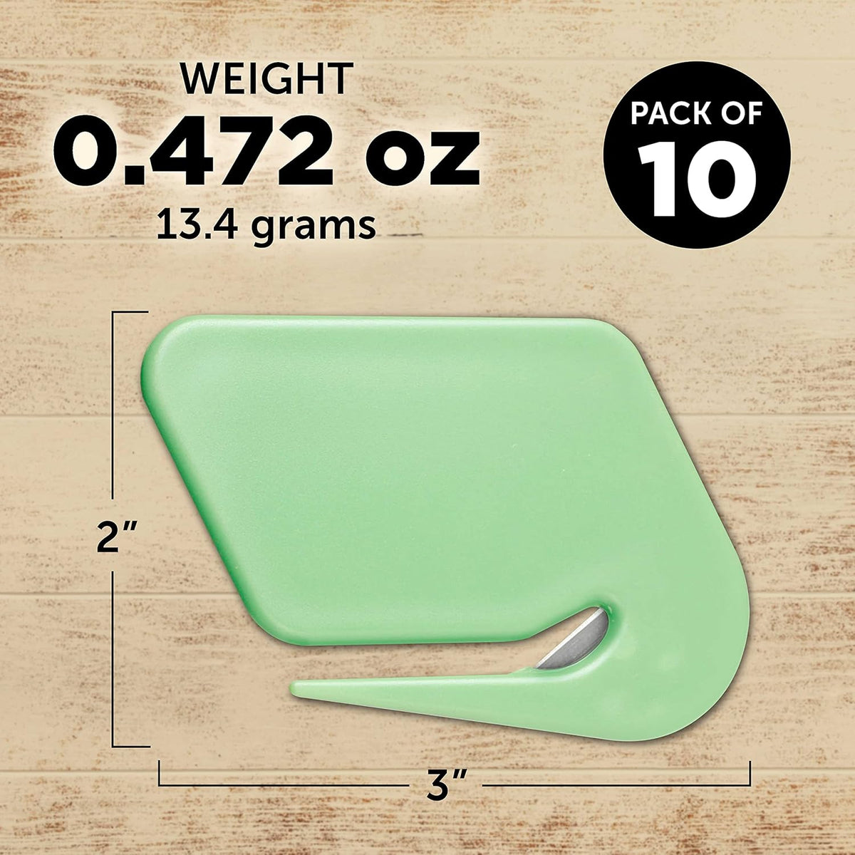 Translucent Plastic Letter Openers Set of 10, Bulk Pack - Perfect for Home or Office - Green