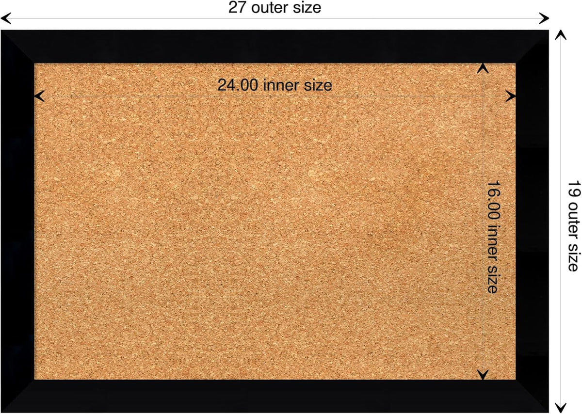 Amanti Art Natural Cork Board for Wall, 19x27 Vision Board with Black Wood Frame, Medium Corkboard Office Decor for Home Organization, Modern Contemporary Corkboard Pinboard to display items for home