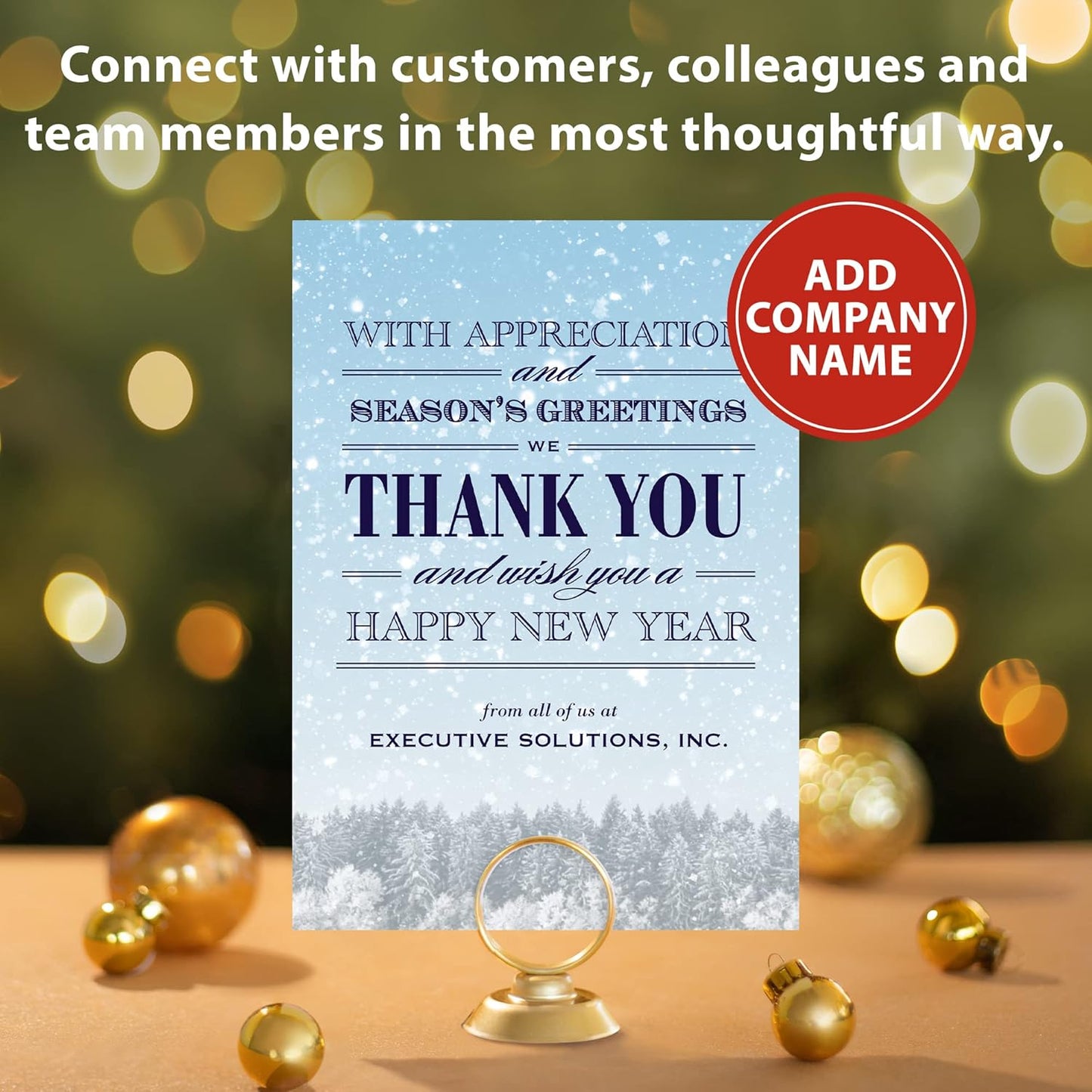Let's Make Memories Personalized Business Christmas Cards with Envelopes - Premium Quality - 5x7-2025 Holiday Cards & White Envelopes - Snowy Skies - 50 ct