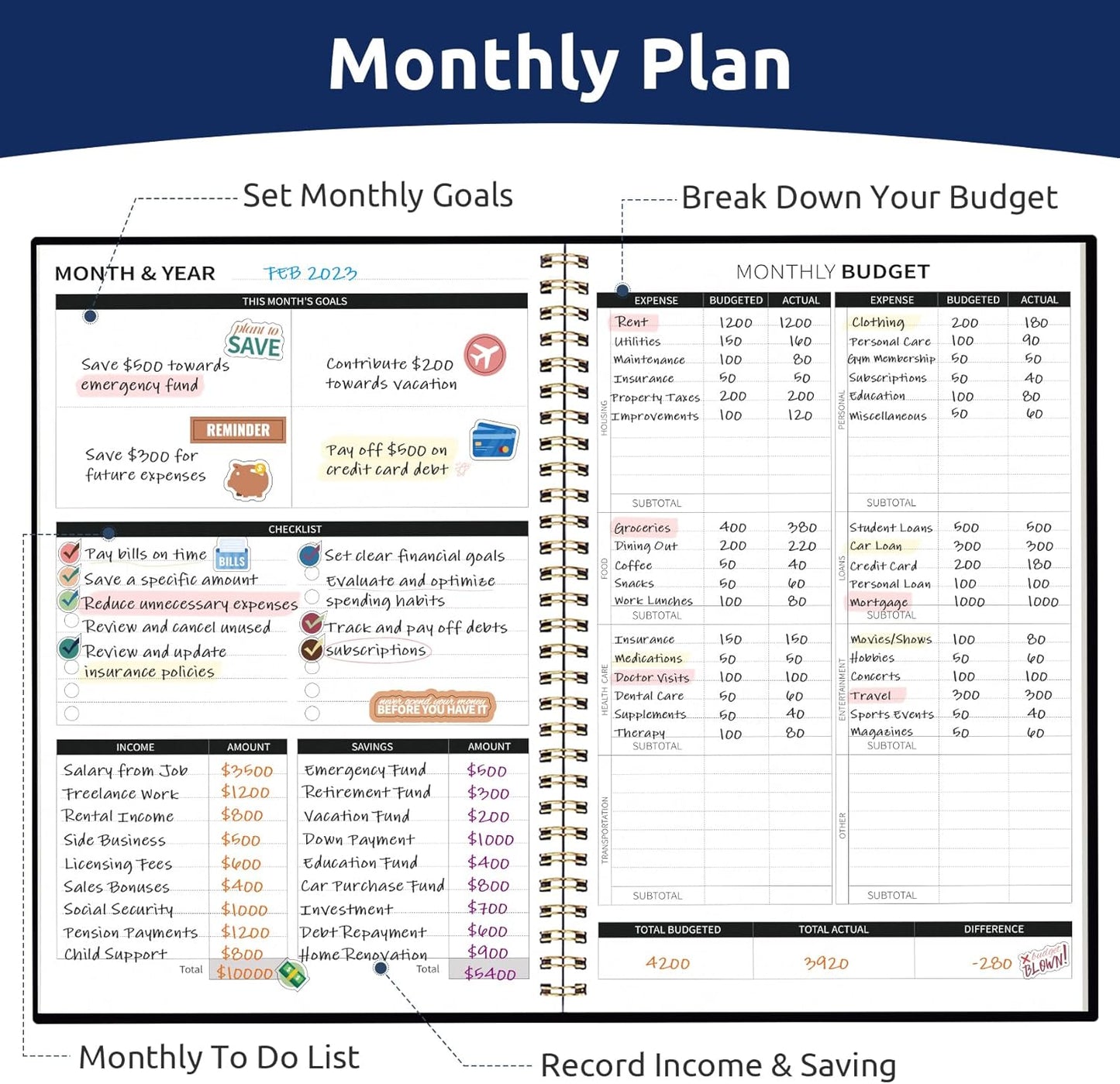 Aesthetic Budget Planner - Monthly Finance Planner with Expense Tracker, Undated Bill Organizer, Budget Notebook to Manage Your Finances, Account Budget Book with Colorful Pattern - Celestial Garden