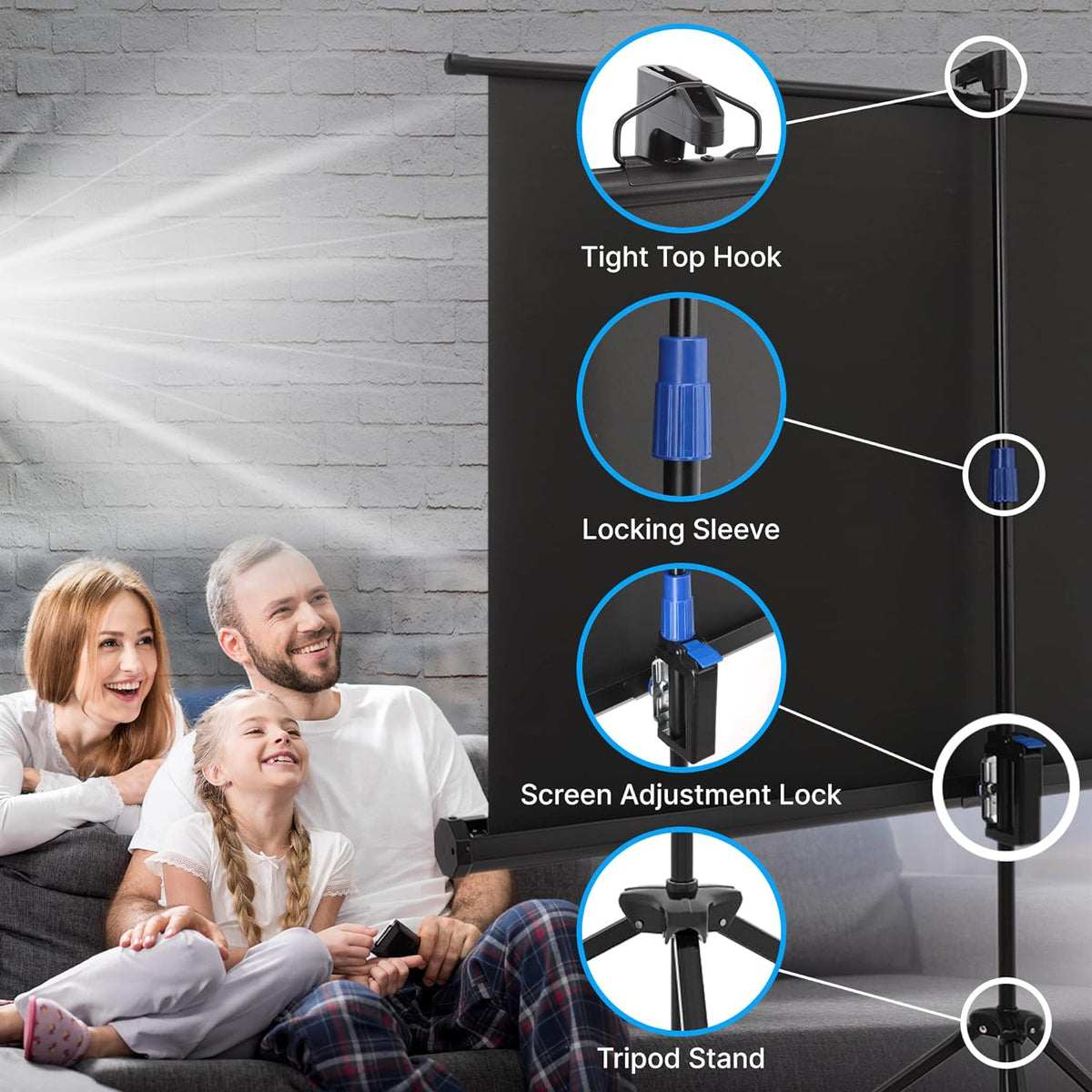Pyle 60 Inch Portable Projector Screen with Tripod Stand – Fold Out Roll Up, HD Premium 16:9 Aspect Ratio, Matte Viewing Surface for Indoor and Outdoor Use, Perfect for Home, Office and Presentations