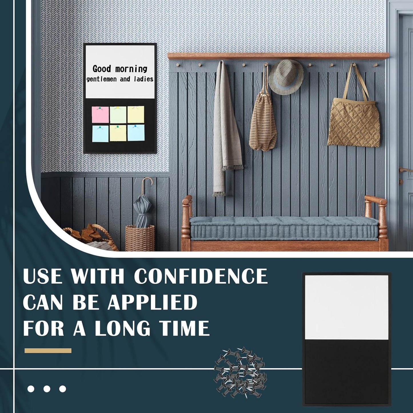 Ireer Framed Bulletin Board 36 x 24 Inches Magnetic Cork and Whiteboard Combo Dry Erase and Cork Board Combo for Wall Mounted Presentation Supplies Home Office School