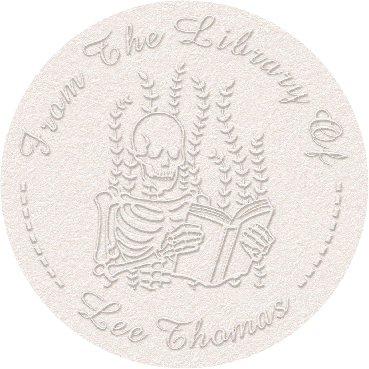 Skull Themed Library Book Embosser， Custom Book Business Card Paper Document Notebook, Self Inking Stamp，Book Lover Gifts，Christmas Gifts (Style03)