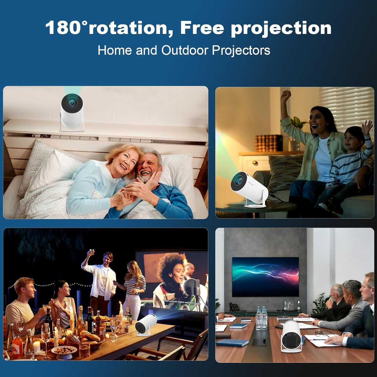 Mini Projector, Support 4K 1080P Portable Projector with Dual Band WIFI6 5G Wireless 5.2 Bluetooth Android 11, 200 ANSI Lumens, 180° Rotatable, Auto Keystone Correction,35"-130" Screen Video Projector