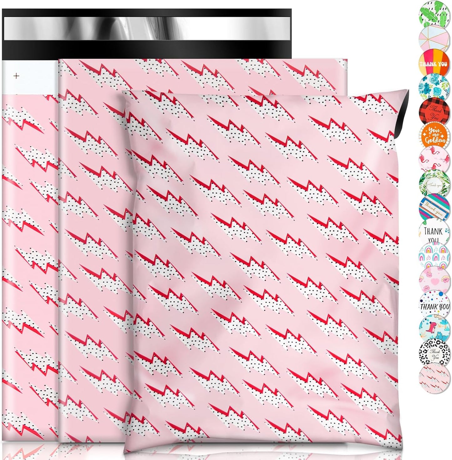 Oududianzi Poly Mailers 10x13, 100PCS Packaging Bags, Mailers Poly Bags for Shipping, Shipping Envelopes, Mailing Bags, Packaging Bags for Small Business, Clothes- Lightning Bolt