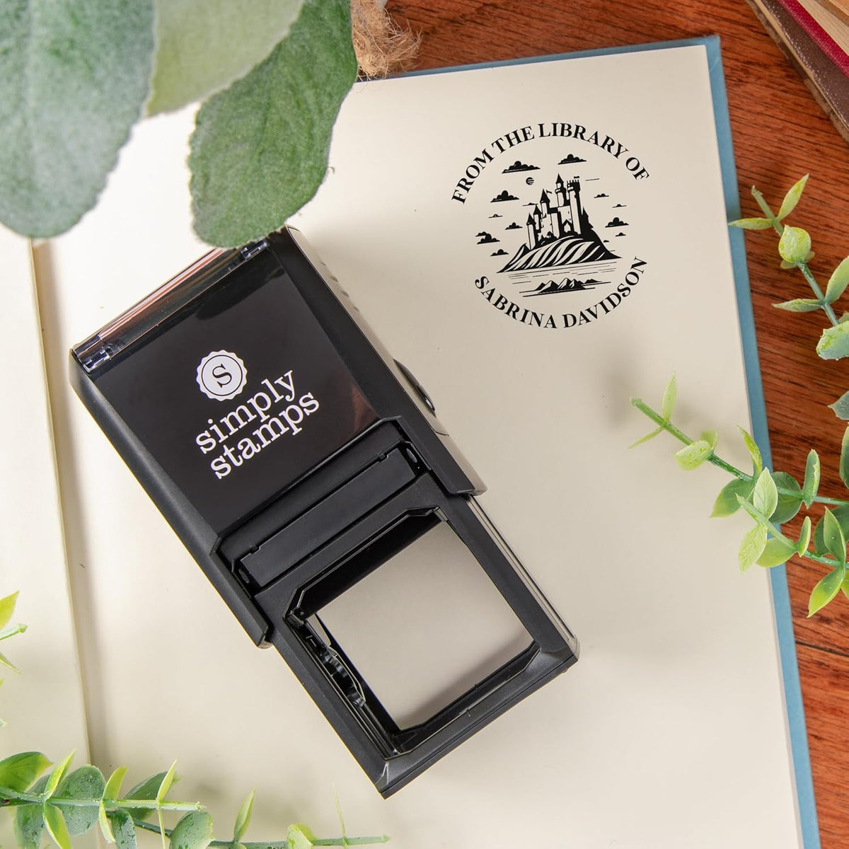 from The Library of Embossers & Stamps for Fantasy Book Readers | Custom Embosser | Custom Stamp | Ex Libris | Elevate Your Fantasy Collection of Stories and Novels (Design 2, Self-Inking Stamp)