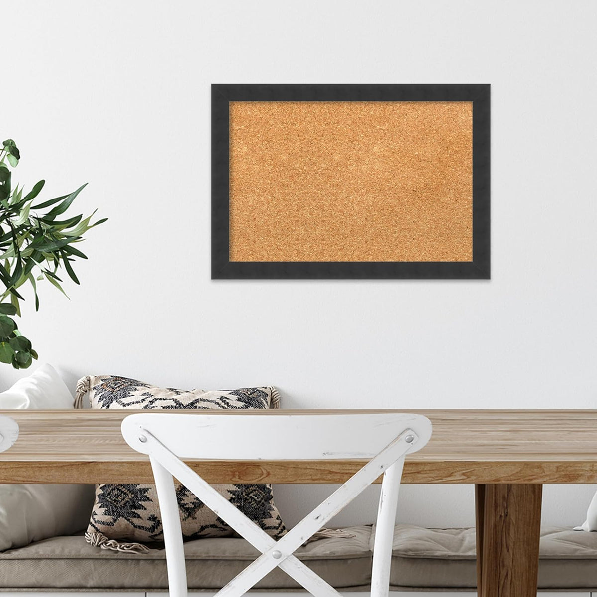 Amanti Art Natural Cork Board for Wall, 14x20 Vision Board with Black Wood Frame, Small Corkboard Office Decor for Home Organization, Modern Corkboard Pinboard to Display Items for Home Organization