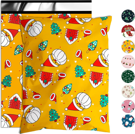 Christmas Poly Mailer 10x13 Inch 100 Pcs, Waterproof Shipping Bags for Clothing, Tear-Resistant Mailier, Strong Mailing With Self-Seal - Santa Claus Printed