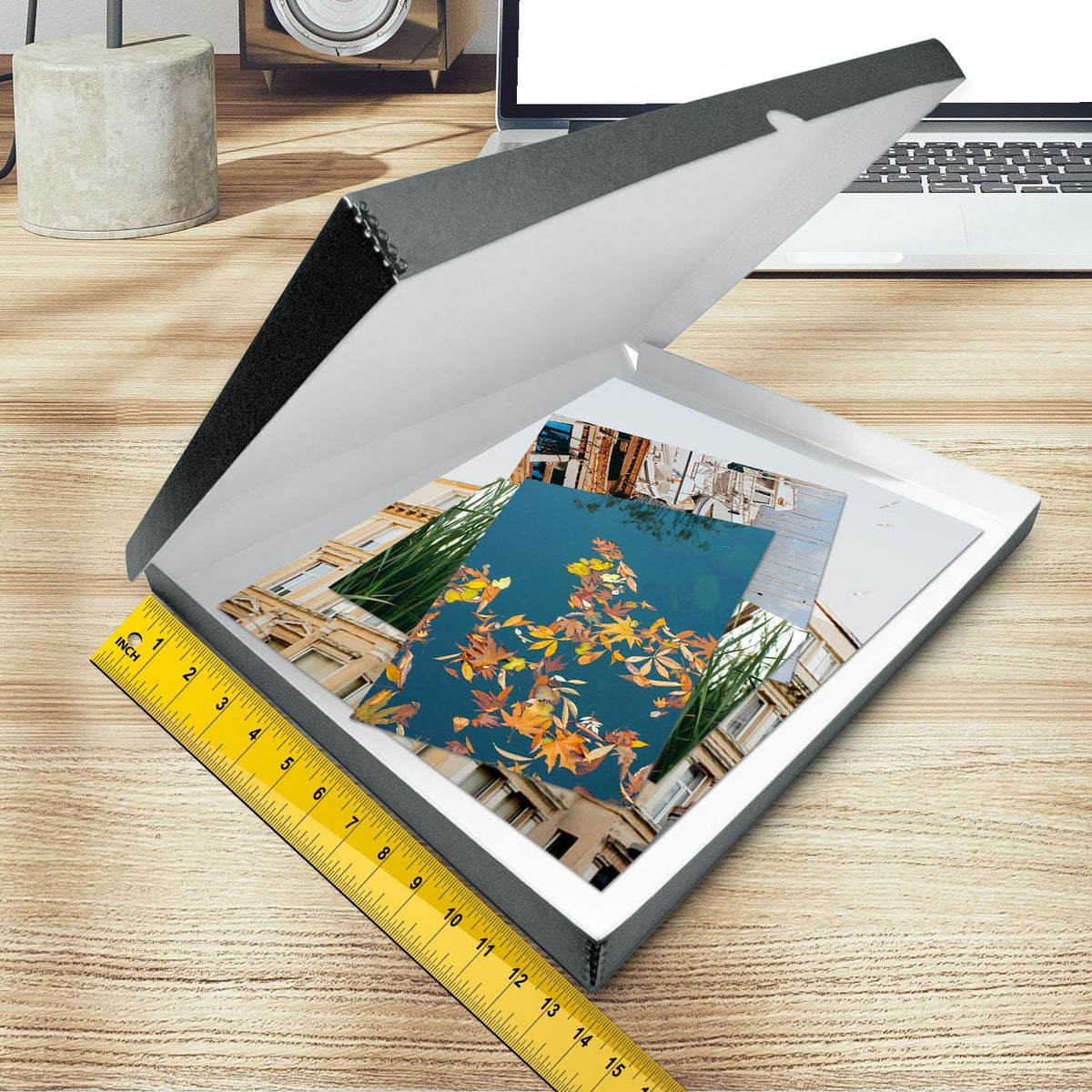 Golden State Art, Archival Folio Storage Box 13x19, Clamshell Design with Metal Edge, Preserve And Store Photos Documents Cards Prints Arts Crafts DIY, Gray