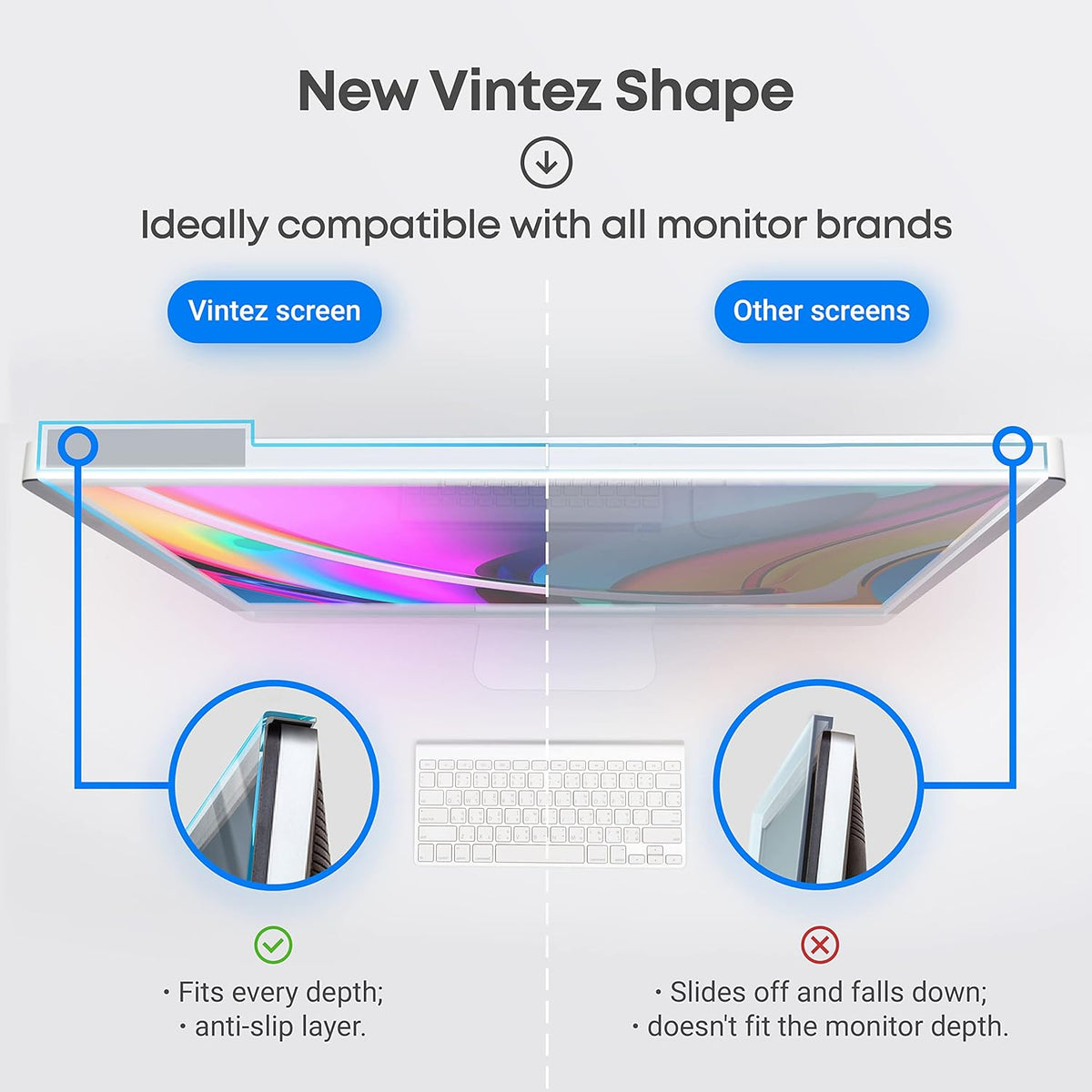 VINTEZ Blue Light Screen Protector for 27 Inch Computer Monitor and Laptop – Anti-UV Blue Light Blocking Film for Desktop PC, Eye Protection Filter, 24" x 14", 1 Pack