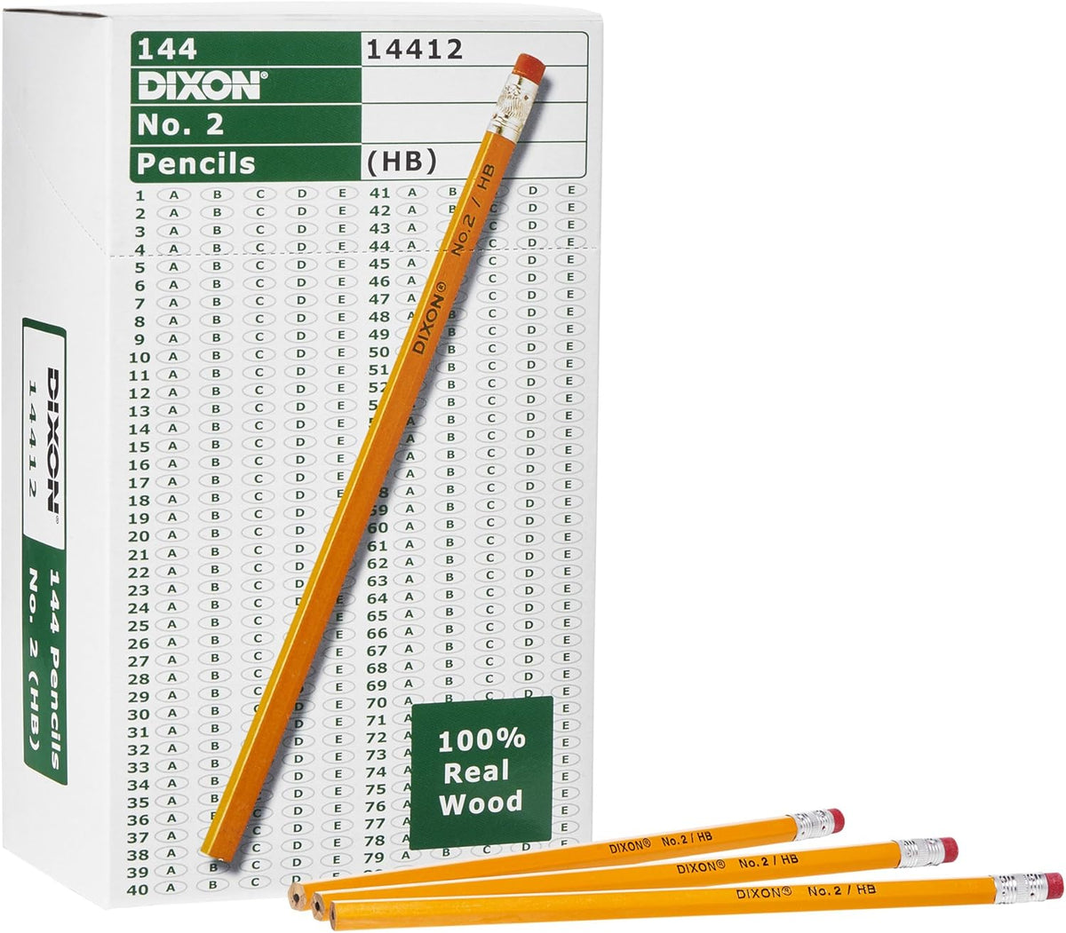 Dixon No. 2 Yellow Pencils, Wood-Cased, Black Core, #2 HB Soft, Boxed (14412) (1 Pallet of 600 Packs, 86,400 Count Total)