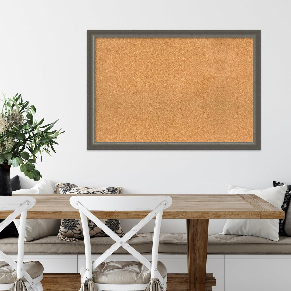 Amanti Art Natural Cork Board for Wall, 27x39 Vision Board with Silver Wood Frame, Large Corkboard Office Decor for Home Organization, Casual Corkboard Pinboard to Display Items for Home Organization