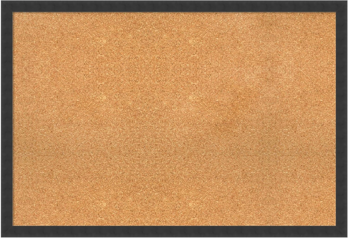 Amanti Art Natural Cork Board for Wall, 26x38 Vision Board with Black Wood Frame, Large Corkboard Office Decor for Home Organization, Modern Contemporary Corkboard Pinboard to display items for home