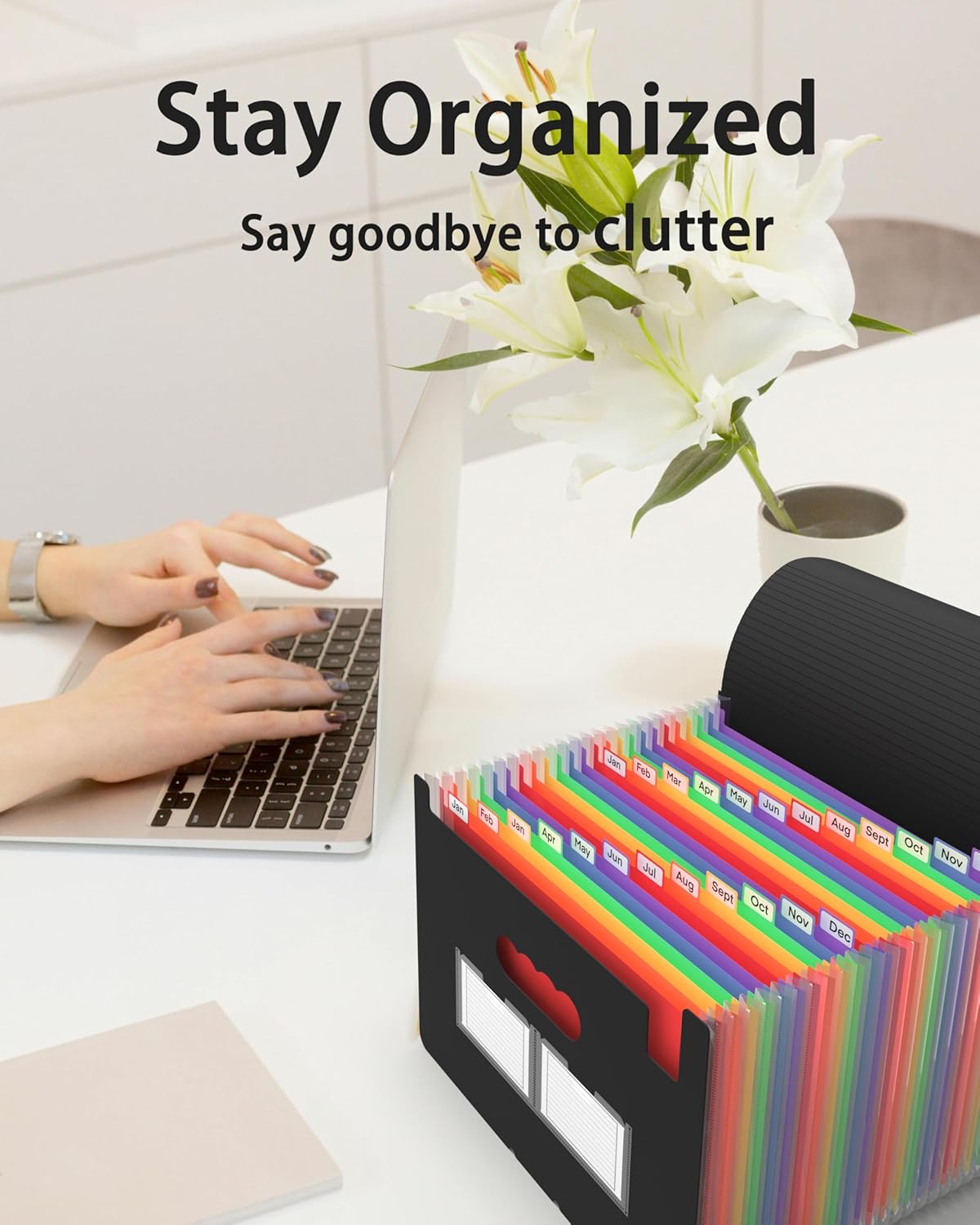 Accordion File Organizer, 2 Pack 24 Pockets Expanding File Folders, Portable Monthly Bill Receipt Documents Organizer with Colorful A-Z Tabs, Letter/A4 Size - Blue