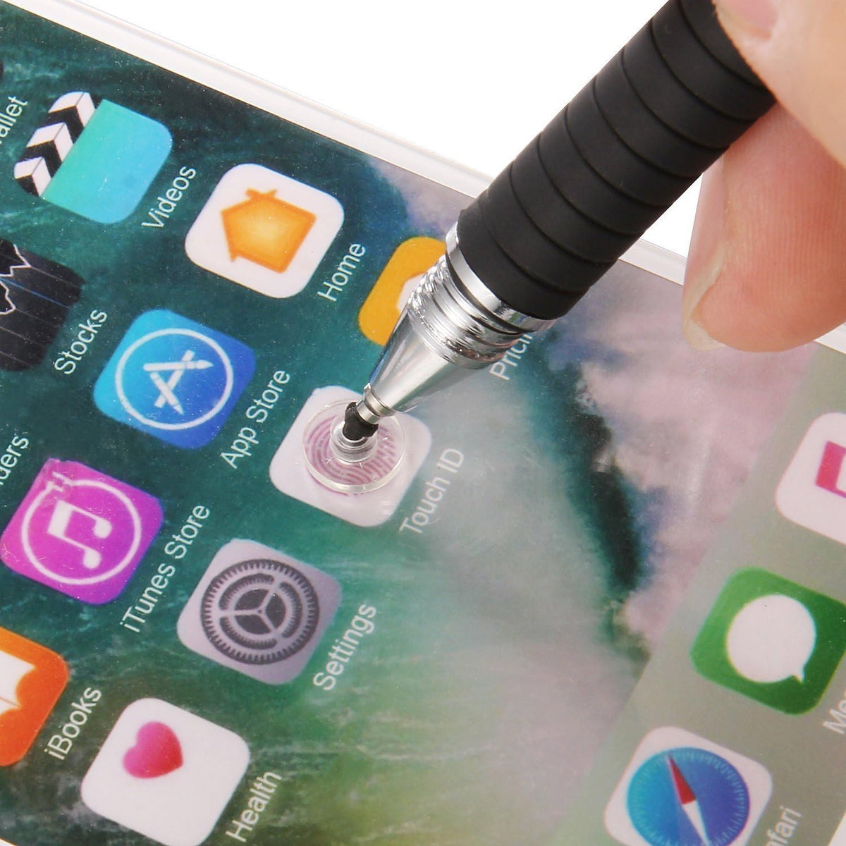 Mixoo 2-in-1 High Precision Stylus (Disc & Fiber Tips 2 in 1 Series), Extra with 3 Replaceable Tips, Compatible with Capacitive Touch Screen Devices (Blue)