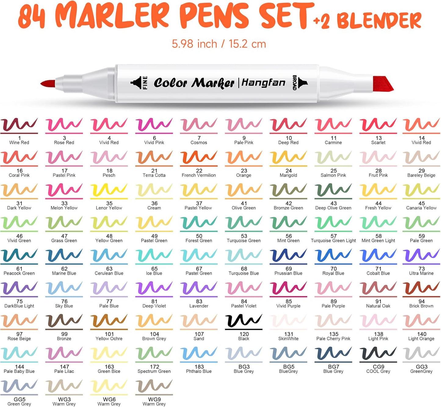 Art Markers, 84 Colors Alcohol Based Ink Broad&Fine Dual Tip Permanent Markers Pen Set with Case for Kids Professional Artist Coloring Drawing Sketching Outlining Marking
