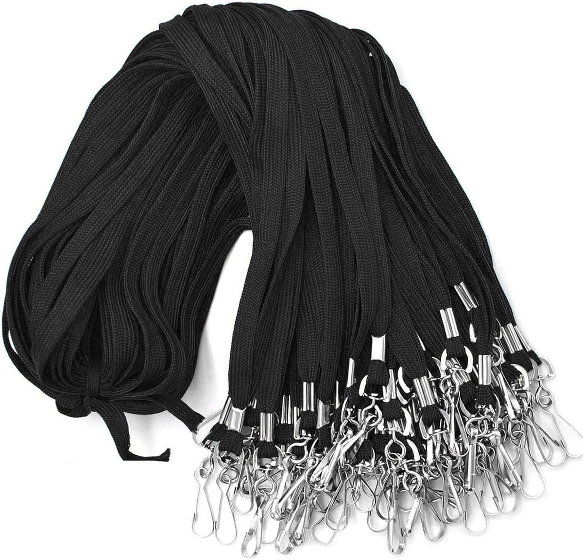 Lanyard 50PCS Lanyards with Swivel Hook clips for ID Name Badge Holder (Black)