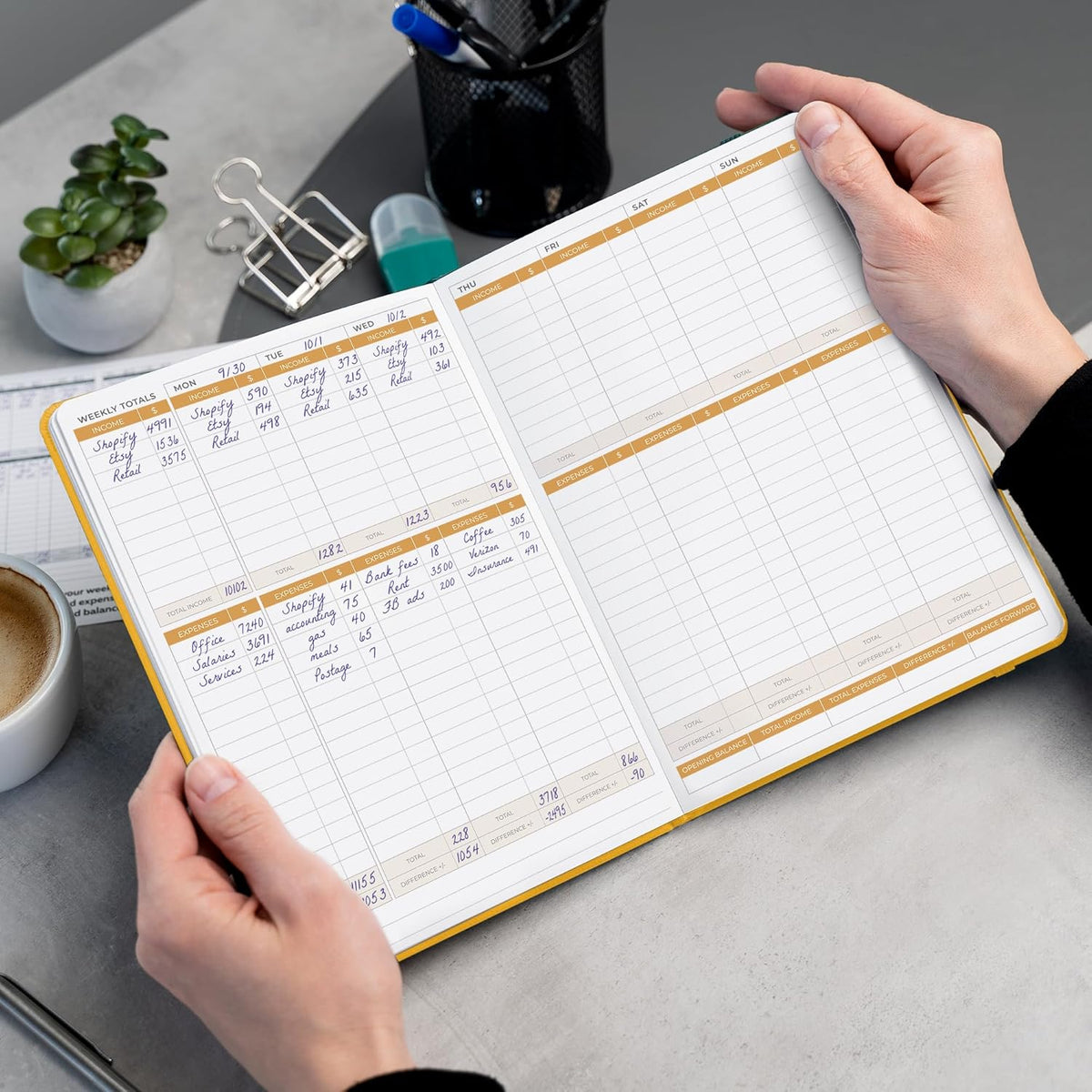 Clever Fox Income & Expense Tracker – Accounting & Bookkeeping Ledger Book for Small Business – 1-Year Record Notebook, A5 (Amber Yellow)